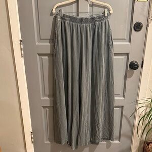 Free People Charcoal Wide Leg Pants Grunge Lounge Wear sz Large
